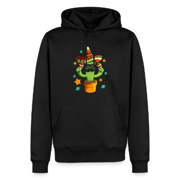 Musicien Cactus avec Maracas Poncho Sombrero Vacances - Sweat à capuche Premium bio Homme - noir - Devant - Nico (187cm)