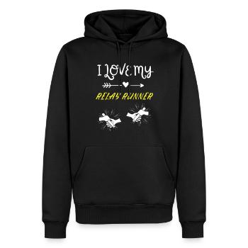 I love my relay runner - Men’s Premium Organic Hoodie - black - Front - Nico (187cm)
