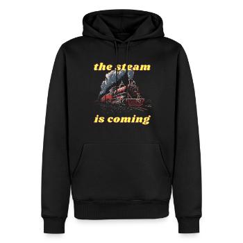 La vapeur arrive - Sweat à capuche Premium bio Homme - noir - Devant - Nico (187cm)