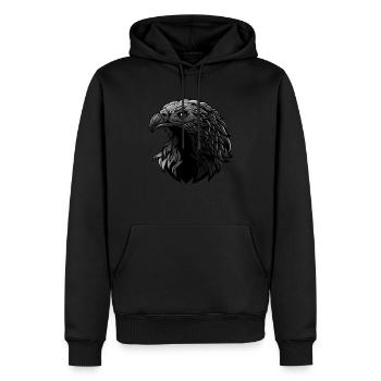 Rétro Eagle Fan Chemise Silhouette Tête d’Aigle - Sweat à capuche Premium bio Homme - noir - Devant - Nico (187cm)
