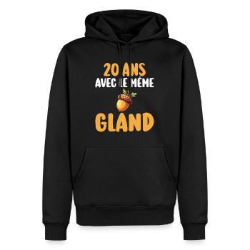 Mariée 20 Ans Femme 20 Ans De Mariage - Sweat à capuche Premium bio Homme - noir - Devant - Nico (187cm)