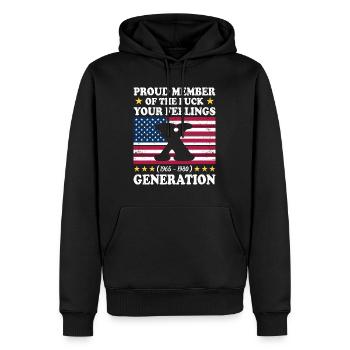USA Vintage Generation X Geschenkidee - Männer Premium Bio Hoodie - Schwarz - Vorne - Nico (187cm)