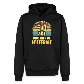 Marié 30 Ans Fête 30 Ans De Mariage - Sweat à capuche Premium bio Homme - noir - Devant - Nico (187cm)