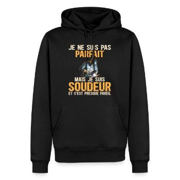 Je Ne Suis Pas Parfait Humour Soudeur - Sweat à capuche Premium bio Homme - noir - Devant - Nico (187cm)