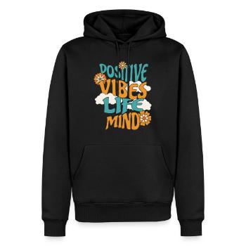 Rétro Slogan Femme Positive - Sweat à capuche Premium bio Homme - noir - Devant - Nico (187cm)