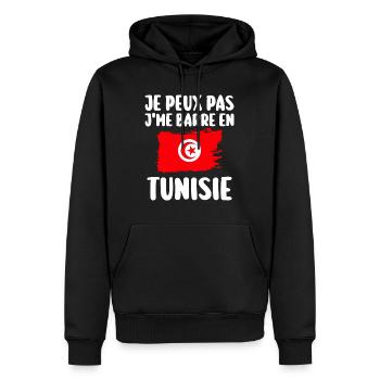 J'Me Barre En Tunisie Voyage Cadeau - Sweat à capuche Premium bio Homme - noir - Devant - Nico (187cm)
