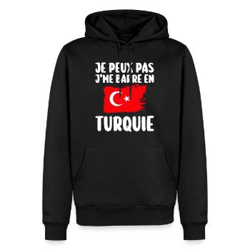 J'Me Barre En Turquie Voyage Cadeau - Sweat à capuche Premium bio Homme - noir - Devant - Nico (187cm)