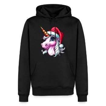Noël licorne - Sweat à capuche Premium bio Homme - noir - Devant - Nico (187cm)