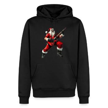 Guitaristes Noël - Sweat à capuche Premium bio Homme - noir - Devant - Nico (187cm)