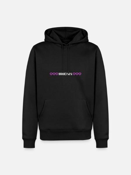 Hunde Papa Herz - Männer Premium Bio Hoodie - Schwarz