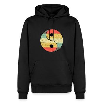 Yin yang vintage - Sweat à capuche Premium bio Homme - noir - Devant - Nico (187cm)