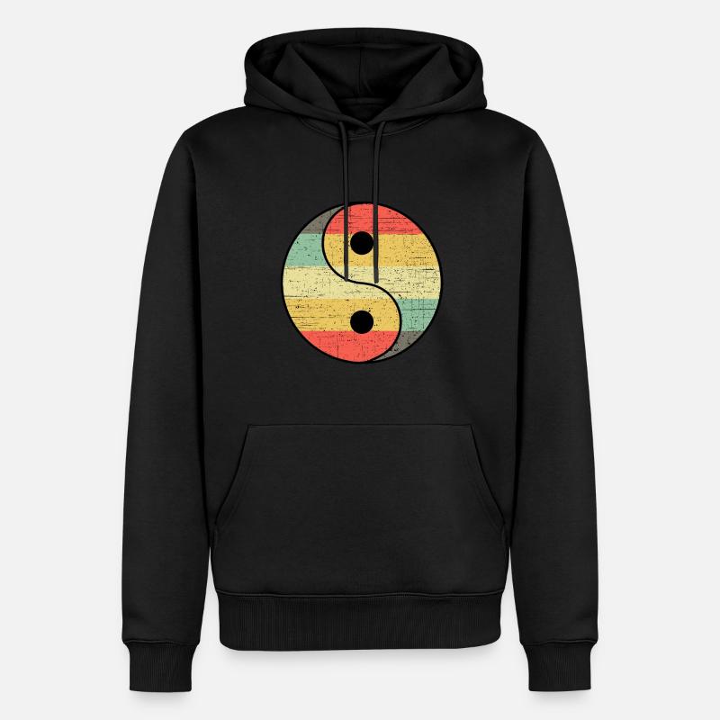 Yin yang vintage - Sweat à capuche Premium bio Homme - noir