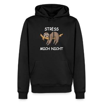 Faultier Sprücheshirt STRESS MICH NICHT - Männer Premium Bio Hoodie - Schwarz - Vorne - Nico (187cm)