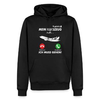 Flugzeug Flieger Pilot anrufen Spruch - Männer Premium Bio Hoodie - Schwarz - Vorne - Nico (187cm)