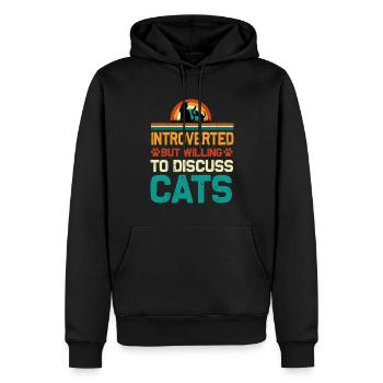 Introverted But Willing to Discuss Cats, Funny - Men’s Premium Organic Hoodie - black - Front - Nico (187cm)