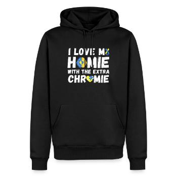 Sensibilisation au syndrome de Down - Sweat à capuche Premium bio Homme - noir - Devant - Nico (187cm)