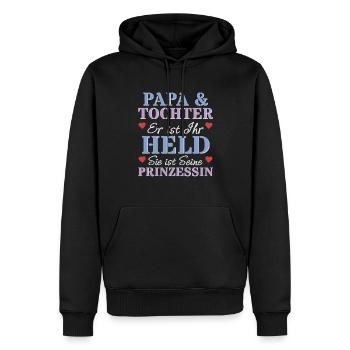 Vater Tochter Held Prinzessin Herz Werdender Papa - Männer Premium Bio Hoodie - Schwarz - Vorne - Nico (187cm)