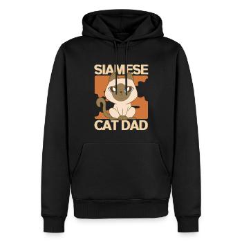Chat siamois Chat Papa Chat Propriétaire Cadeau - Sweat à capuche Premium bio Homme - noir - Devant - Nico (187cm)