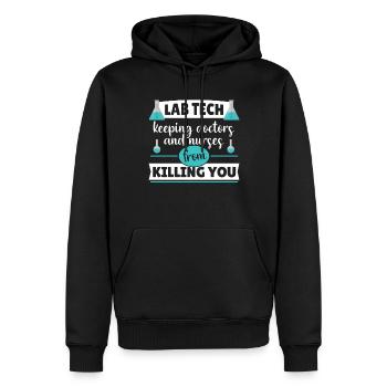 Labortechniker Forscher Wissenschaftler Job Spruch - Männer Premium Bio Hoodie - Schwarz - Vorne - Nico (187cm)