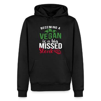 Vegan Veganer werden Spruch lustig - Männer Premium Bio Hoodie - Schwarz - Vorne - Nico (187cm)