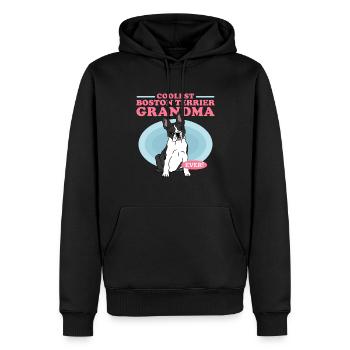 Boston Terrier Grandma | Hundebesitzer Geschenk - Männer Premium Bio Hoodie - Schwarz - Vorne - Nico (187cm)