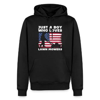 Juste un garçon qui aime les tondeuses à gazon - Sweat à capuche Premium bio Homme - noir - Devant - Nico (187cm)