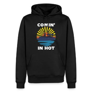 Kommen Sie in heißem, lustigem Pontonboot - Männer Premium Bio Hoodie - Schwarz - Vorne - Nico (187cm)