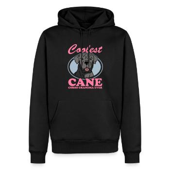 Cane Corso Grand-mère | Cadeau de propriétaire de chien de chien - Sweat à capuche Premium bio Homme - noir - Devant - Nico (187cm)