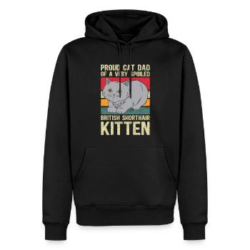 British Shorthair Papa Chat Cadeau - Sweat à capuche Premium bio Homme - noir - Devant - Nico (187cm)