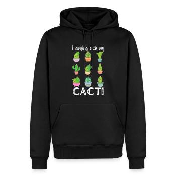 Accroché avec mes cactus, drôle de cactus mignon - Sweat à capuche Premium bio Homme - noir - Devant - Nico (187cm)