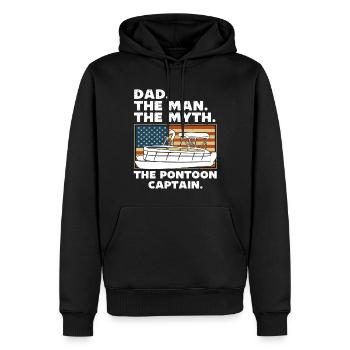 Papa l’homme le mythe le capitaine ponton - Sweat à capuche Premium bio Homme - noir - Devant - Nico (187cm)