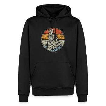 Hahn - Männer Premium Bio Hoodie - Schwarz - Vorne - Nico (187cm)