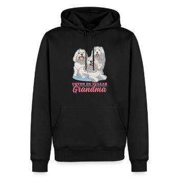 Coton de Tuléar Grand-mère | Cadeau de propriétaire de chien - Sweat à capuche Premium bio Homme - noir - Devant - Nico (187cm)