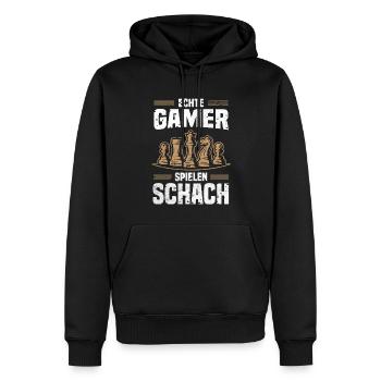Echte Gamer Spielen Schach Schachmatt Schachfigur - Männer Premium Bio Hoodie - Schwarz - Vorne - Nico (187cm)