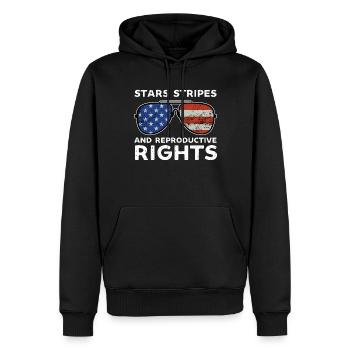 stars rayures droits reproductifs pro choix - Sweat à capuche Premium bio Homme - noir - Devant - Nico (187cm)