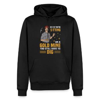 La mine d’or assise doit encore creuser des chercheurs d’or - Sweat à capuche Premium bio Homme - noir - Devant - Nico (187cm)