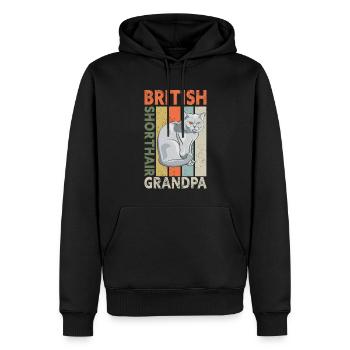 British Shorthair Grandpa Cat Papa Cadeau - Sweat à capuche Premium bio Homme - noir - Devant - Nico (187cm)