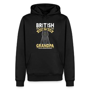Grand-père British Shorthair | Cadeau papa chat - Sweat à capuche Premium bio Homme - noir - Devant - Nico (187cm)