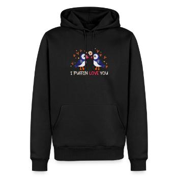 I Puffin Love You Beziehung Herzen Liebe Seevögel - Männer Premium Bio Hoodie - Schwarz - Vorne - Nico (187cm)