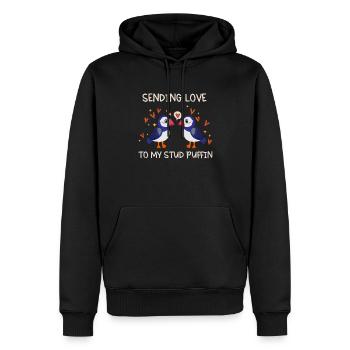 Sending Love To My Stud Puffin Liebe Beziehung - Männer Premium Bio Hoodie - Schwarz - Vorne - Nico (187cm)