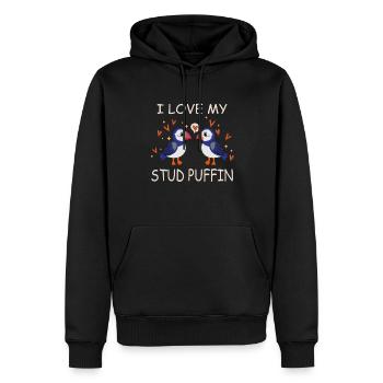 I Love My Stud Puffin Papageientaucher Beziehung - Männer Premium Bio Hoodie - Schwarz - Vorne - Nico (187cm)