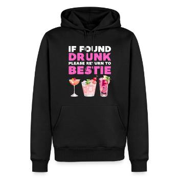 If found drunk please return to bestie - Men’s Premium Organic Hoodie - black - Front - Nico (187cm)