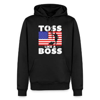 Toss like a boss - funny cornhole - Men’s Premium Organic Hoodie - black - Front - Nico (187cm)