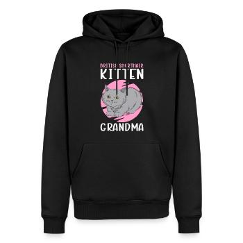 British Shorthair Grandma Cat Mom Cadeau - Sweat à capuche Premium bio Homme - noir - Devant - Nico (187cm)