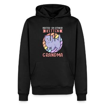 Grand-mère britannique à poil court | Cadeau maman chat - Sweat à capuche Premium bio Homme - noir - Devant - Nico (187cm)