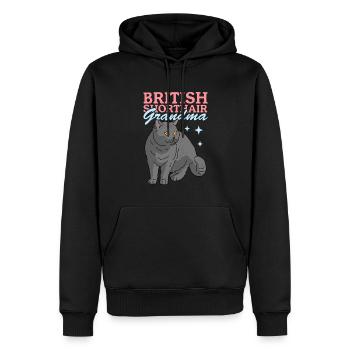 Grand-mère britannique à poil court | Cadeau maman chat - Sweat à capuche Premium bio Homme - noir - Devant - Nico (187cm)