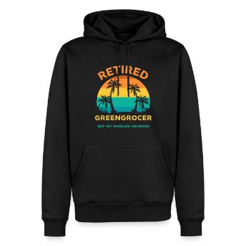 Retired greengrocer not my problem anymore - Men’s Premium Organic Hoodie - black - Front - Nico (187cm)