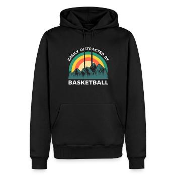 Facilement distrait par le basketball - Sweat à capuche Premium bio Homme - noir - Devant - Nico (187cm)