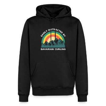 Leicht abgelenkt vom Eisstockschießen - Männer Premium Bio Hoodie - Schwarz - Vorne - Nico (187cm)