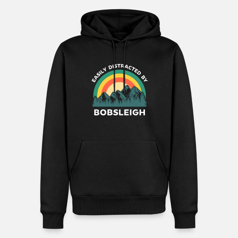 Facilement distrait par le bobsleigh - Sweat à capuche Premium bio Homme - noir